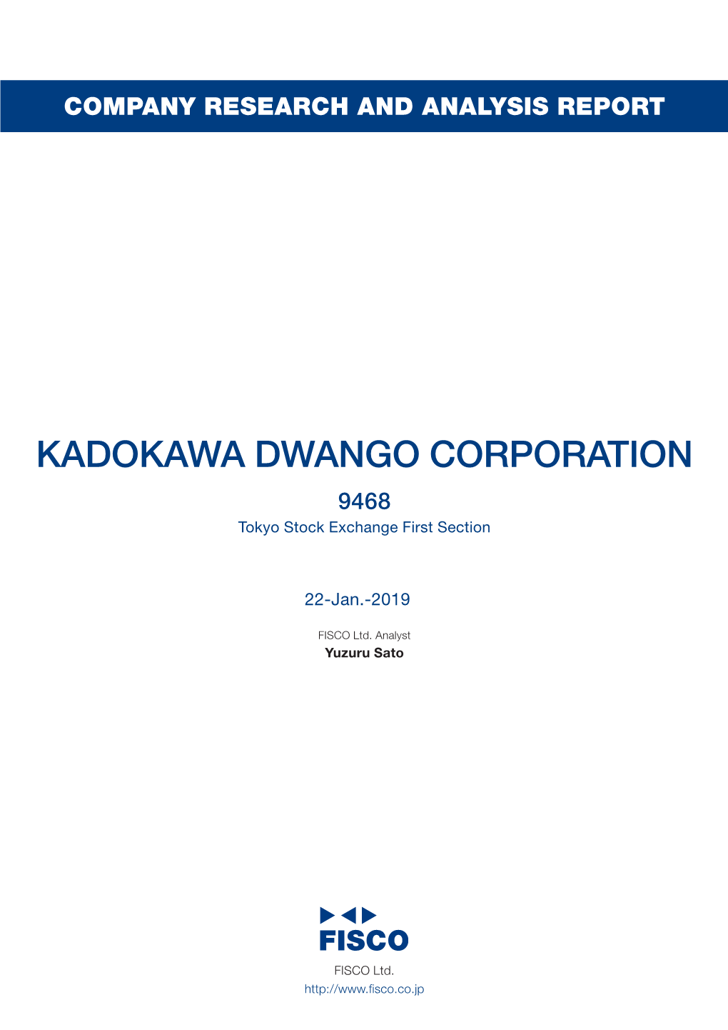 Kadokawa Dwango Corporation<9468>