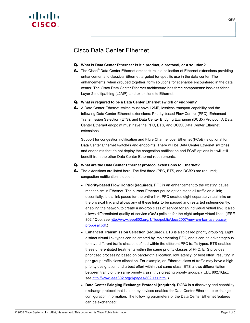 Cisco Data Center Ethernet