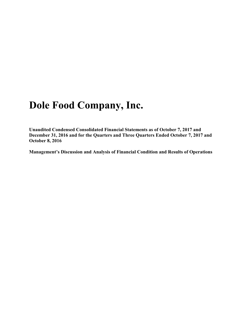 Dole Food Company, Inc