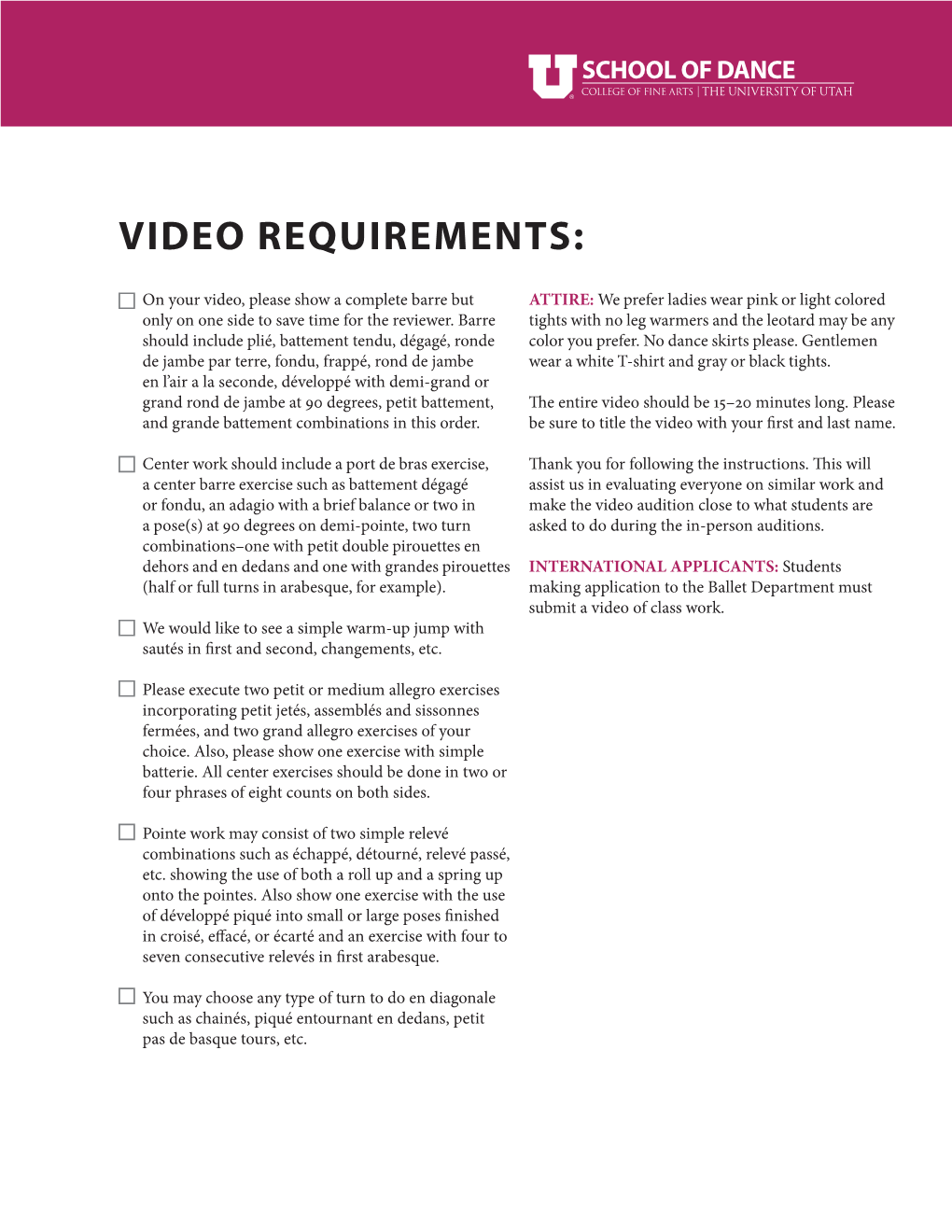 Video Requirements