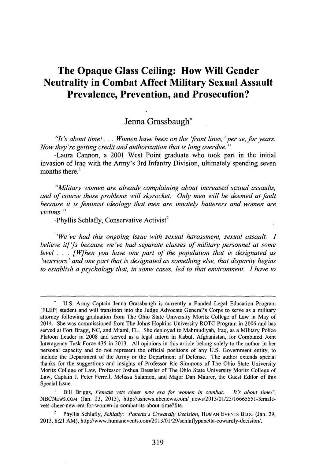 How Will Gender Neutrality in Combat Affect Military Sexual Assault Prevalence, Prevention, and Prosecution?