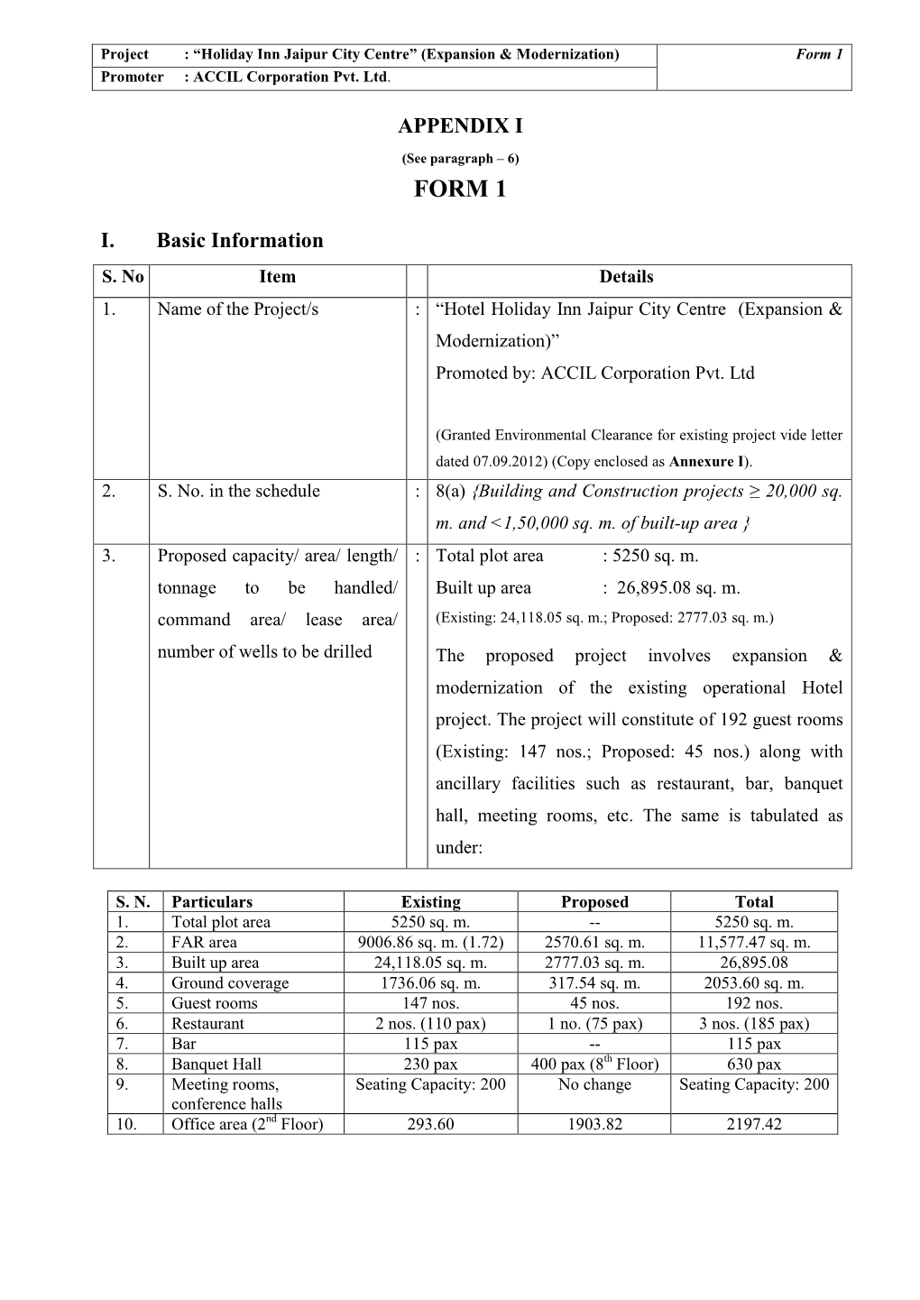 Form 1 Promoter : ACCIL Corporation Pvt