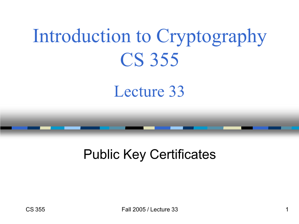 Public Key Certificates
