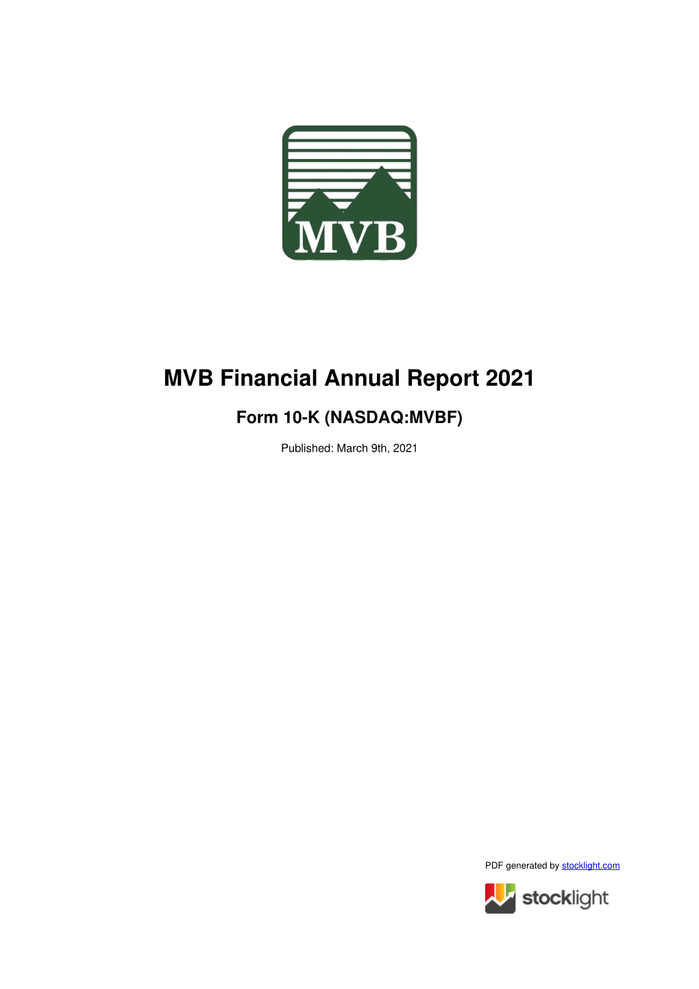 MVB Financial Annual Report 2021