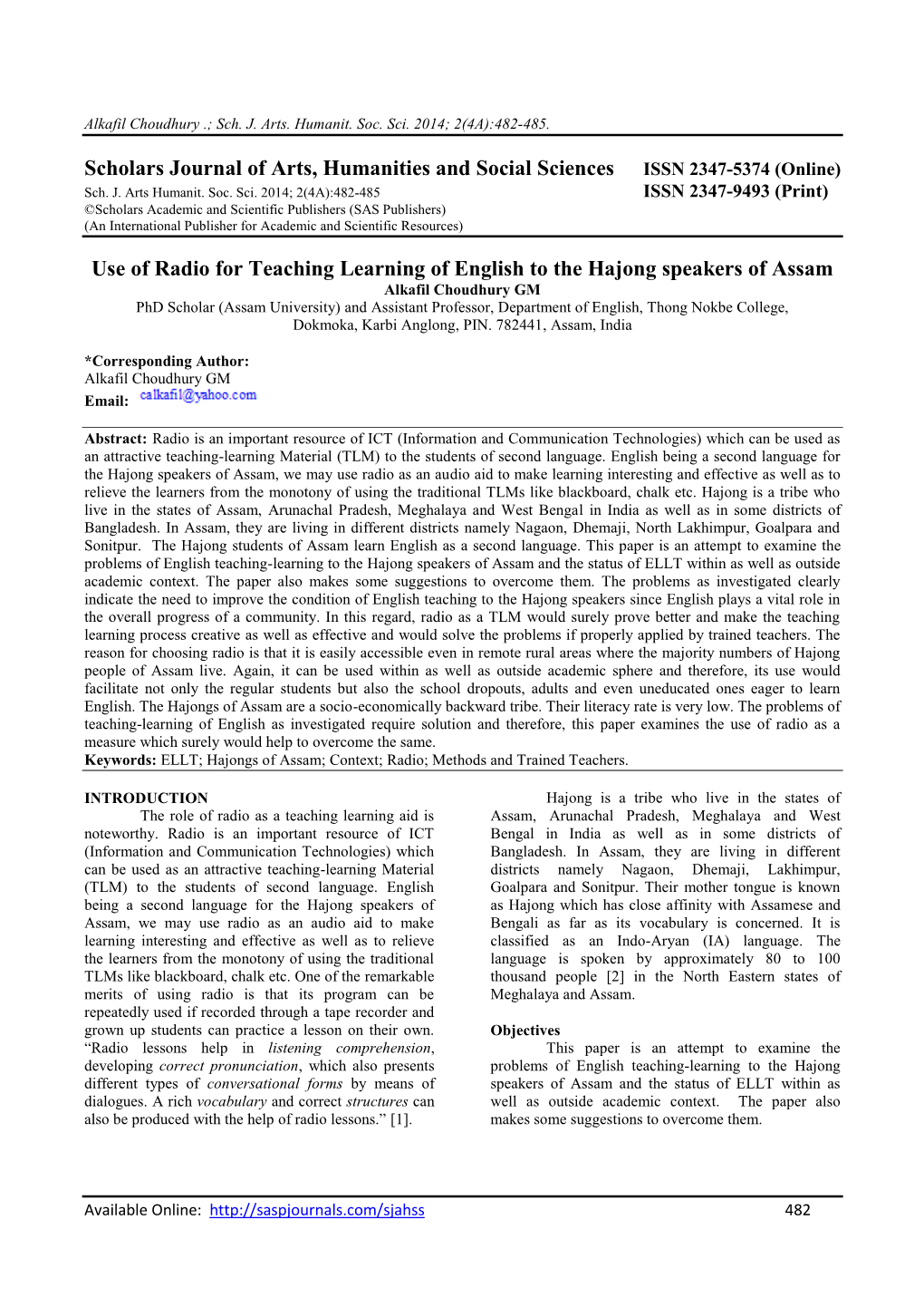 Use of Radio for Teaching Learning of Englis