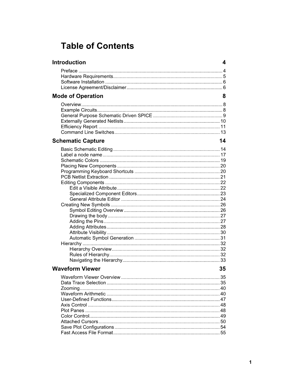 Table of Contents