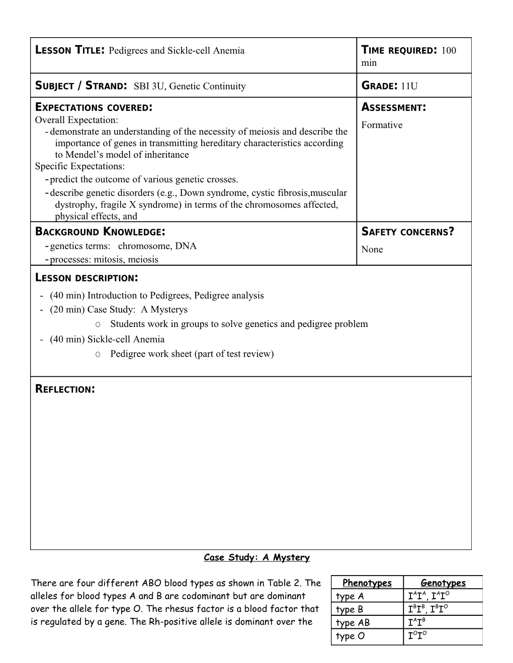 General Lesson Planning Format