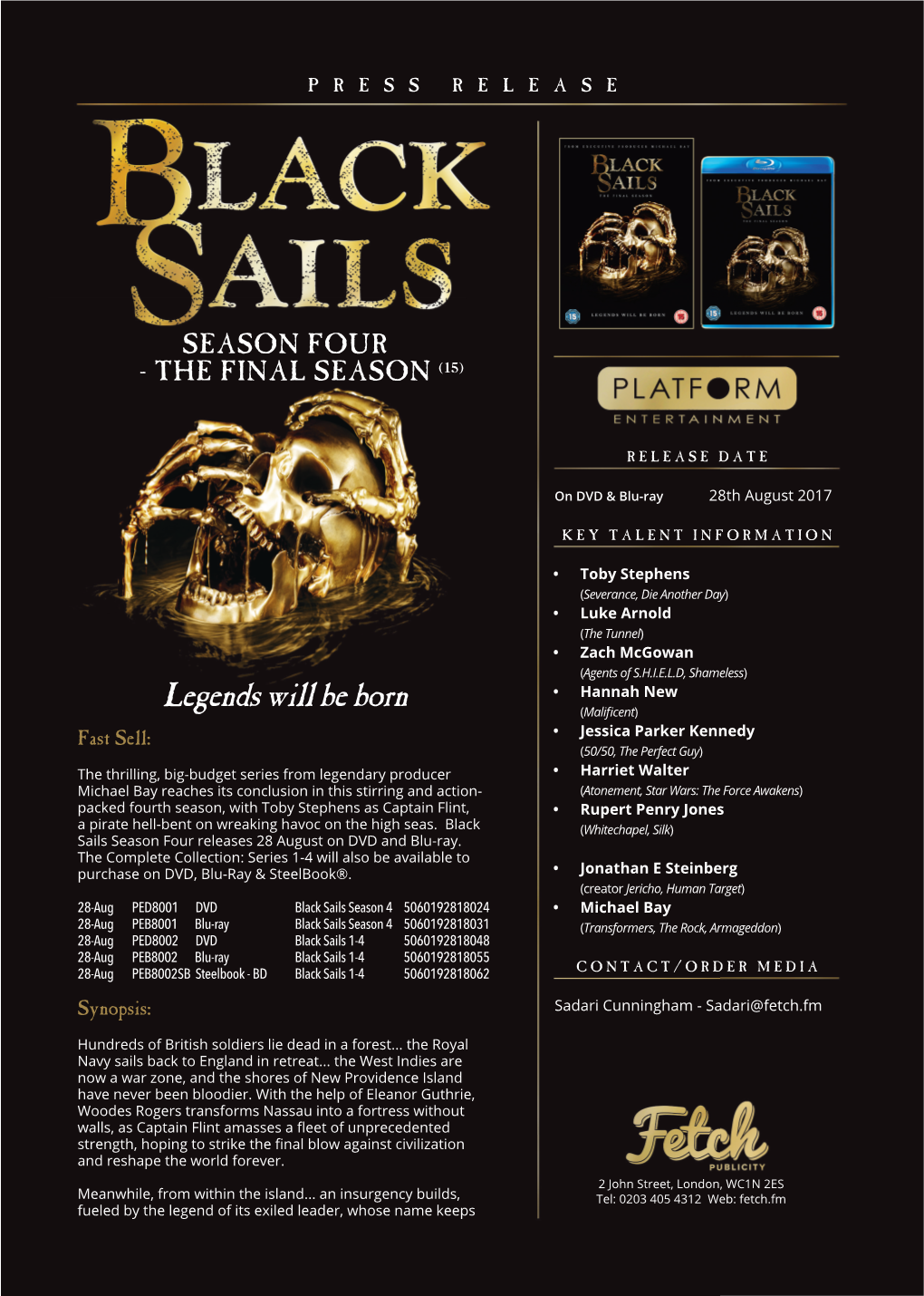 Black Sails Season 4 Press Release .Indd