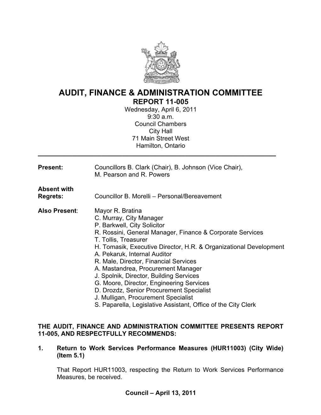 Audit, Finance & Administration Committee