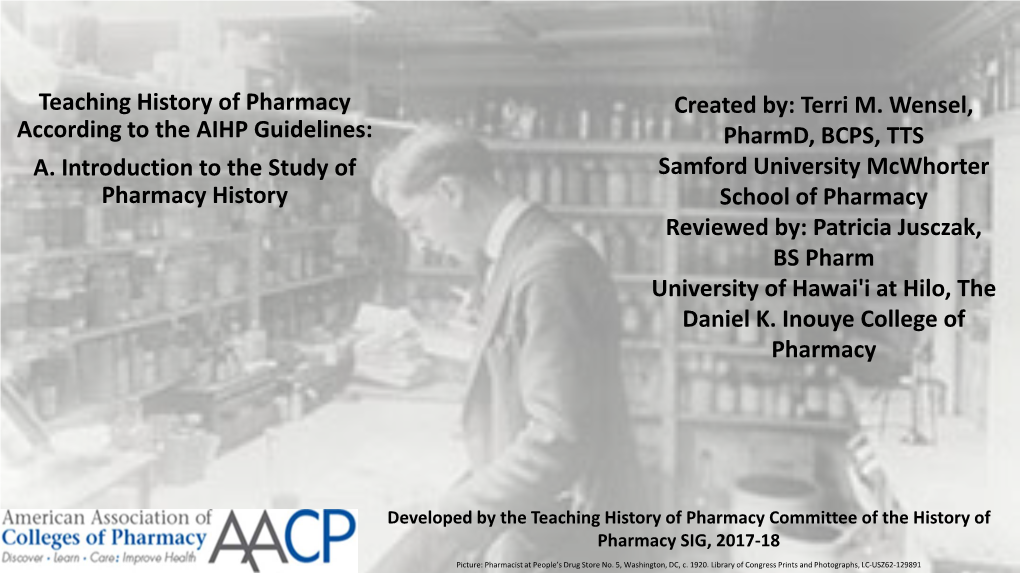 Introduction to the Study of Pharmacy History (.Pdf)