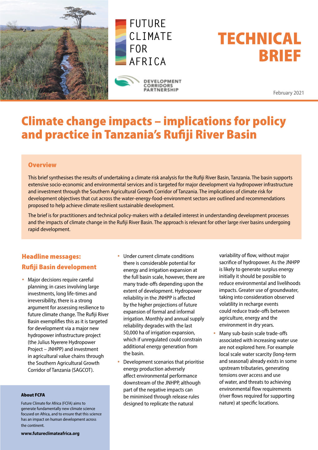 Technical Brief: Climate Change Impacts – Implications For
