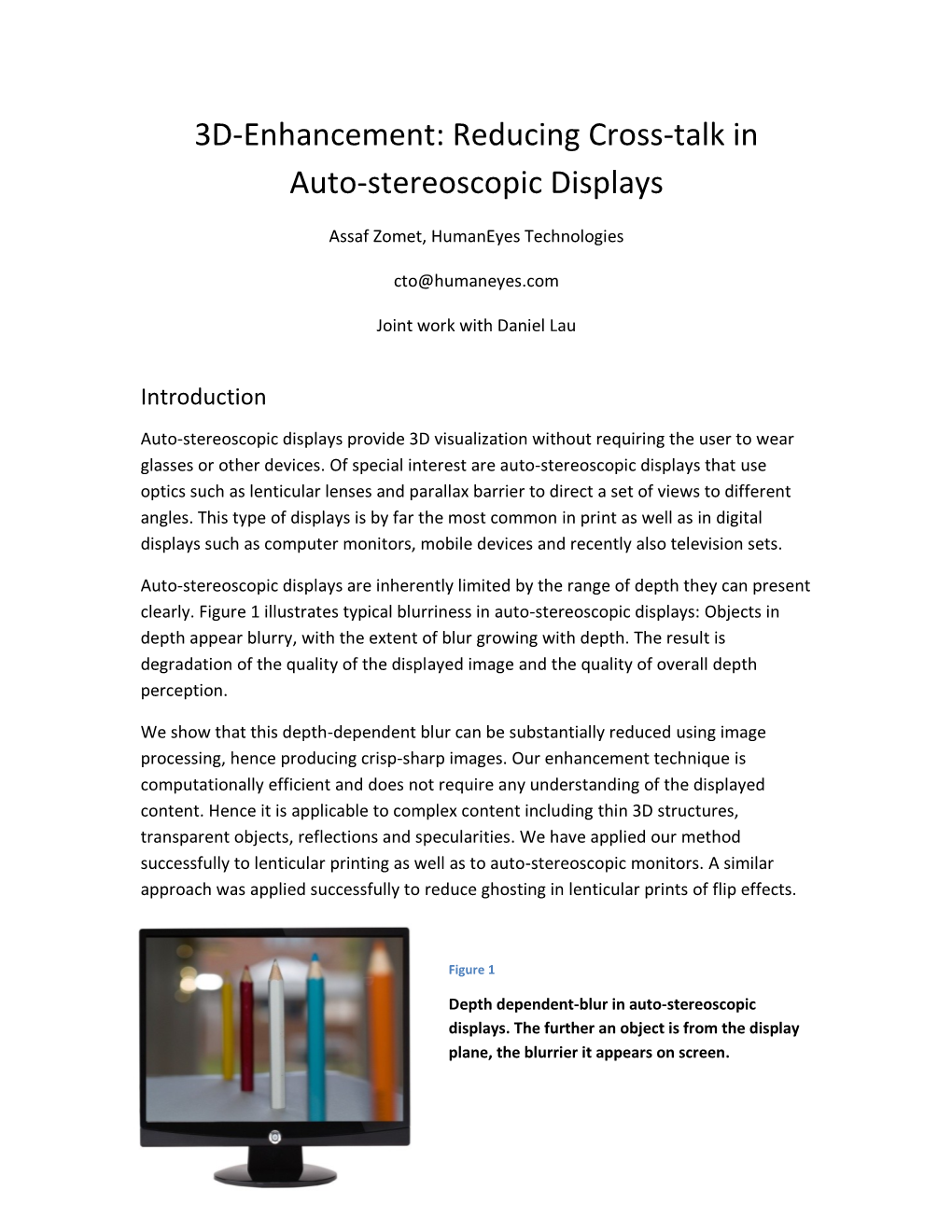 3D-Enhancement: Reducing Cross-Talk in Auto-Stereoscopic Displays