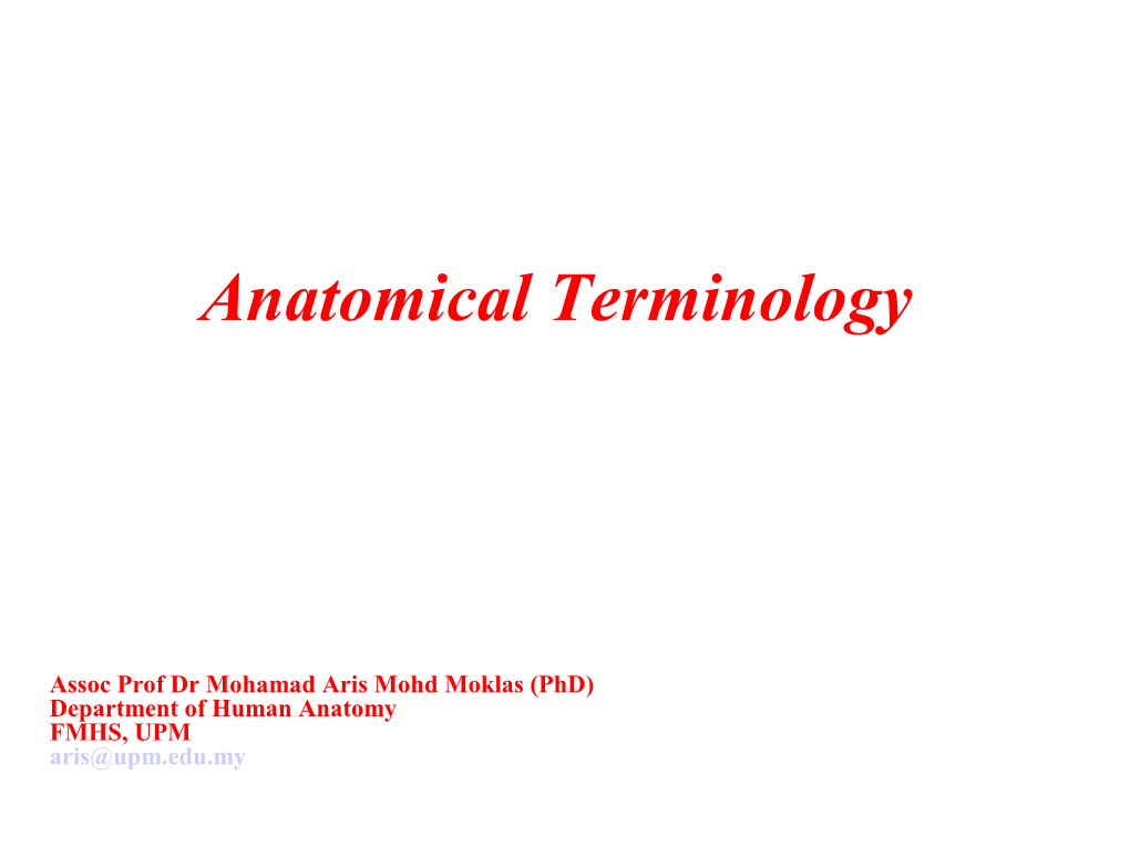 Anatomical Terminology