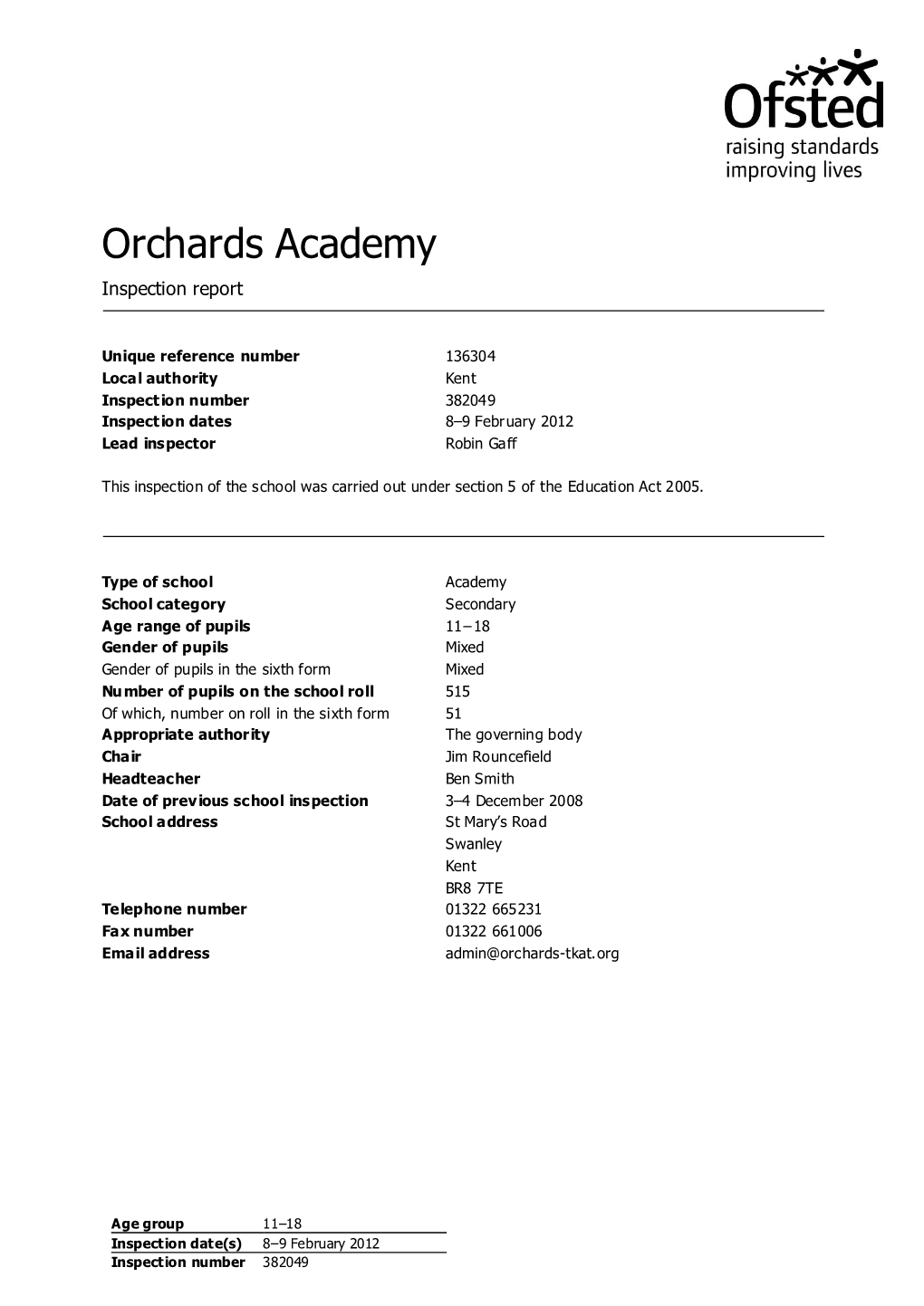 Orchards Academy Inspection Report