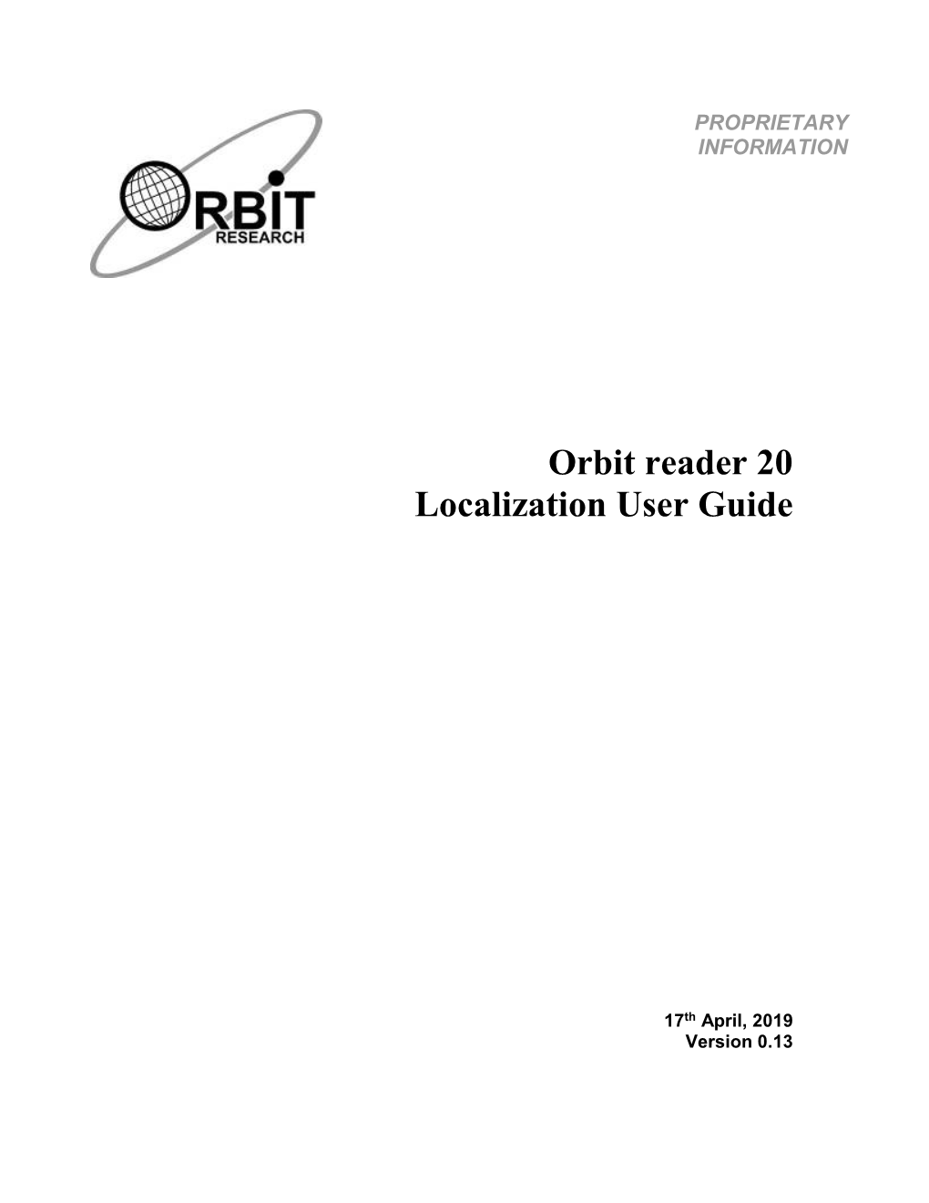 Orbit Reader 20 – Localization User Guide V0.13