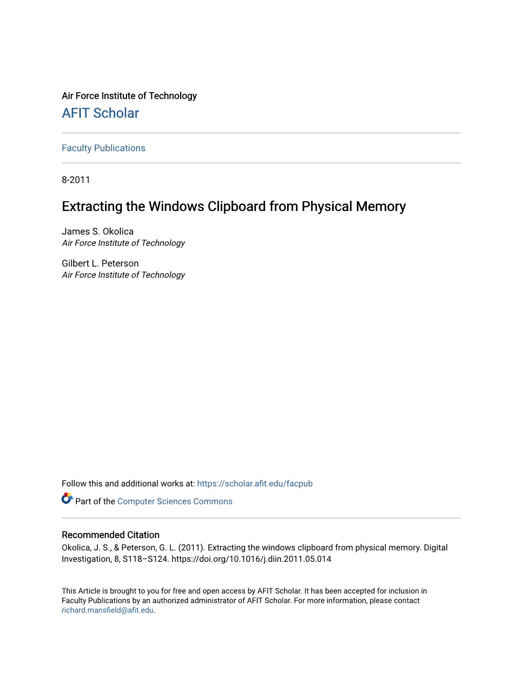 Extracting the Windows Clipboard from Physical Memory