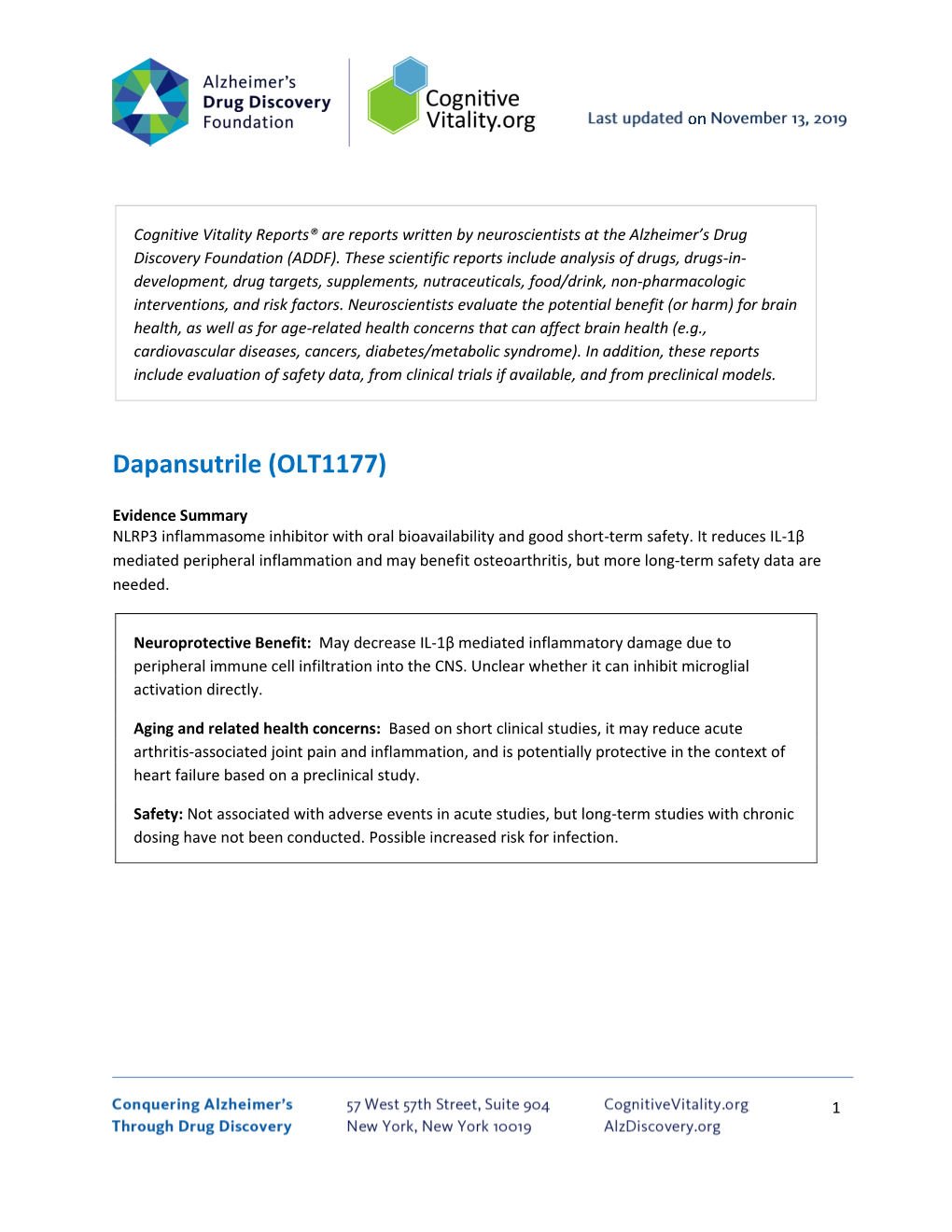 Dapansutrile (OLT1177)