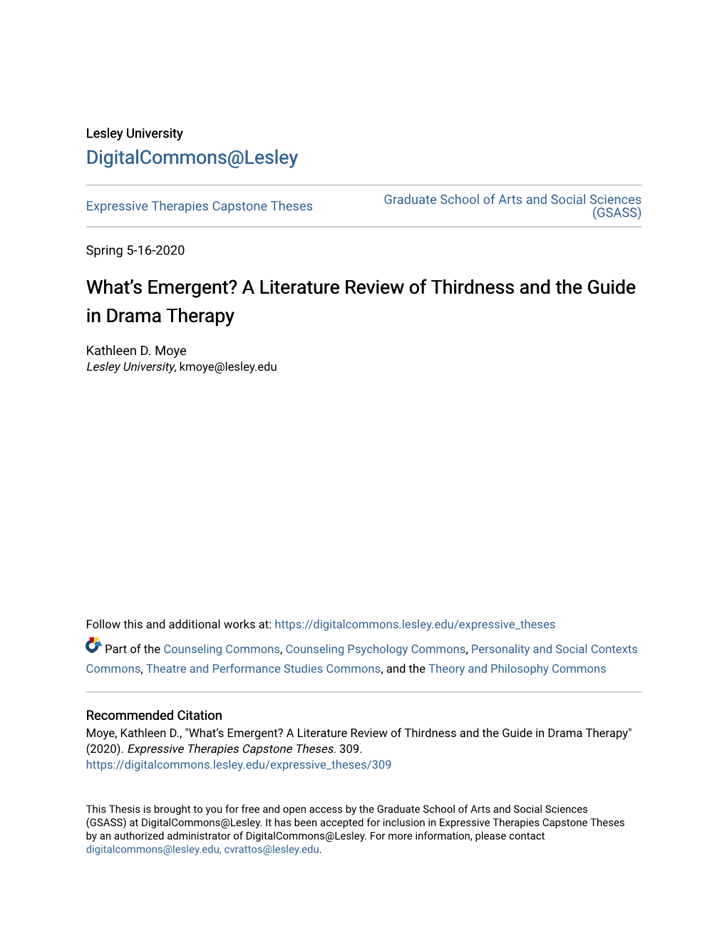 A Literature Review of Thirdness and the Guide in Drama Therapy