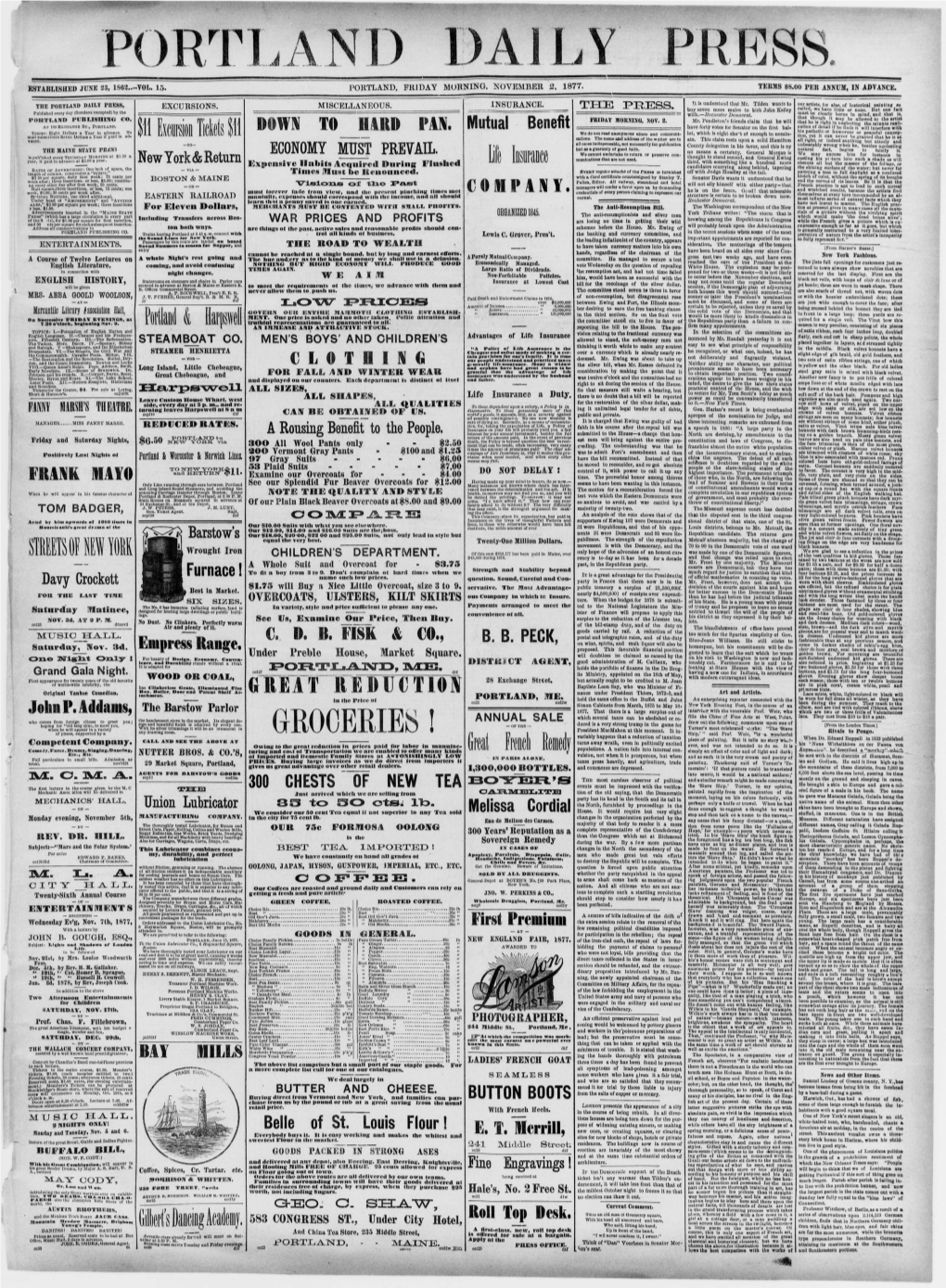 Portland Daily Press: November 2, 1877