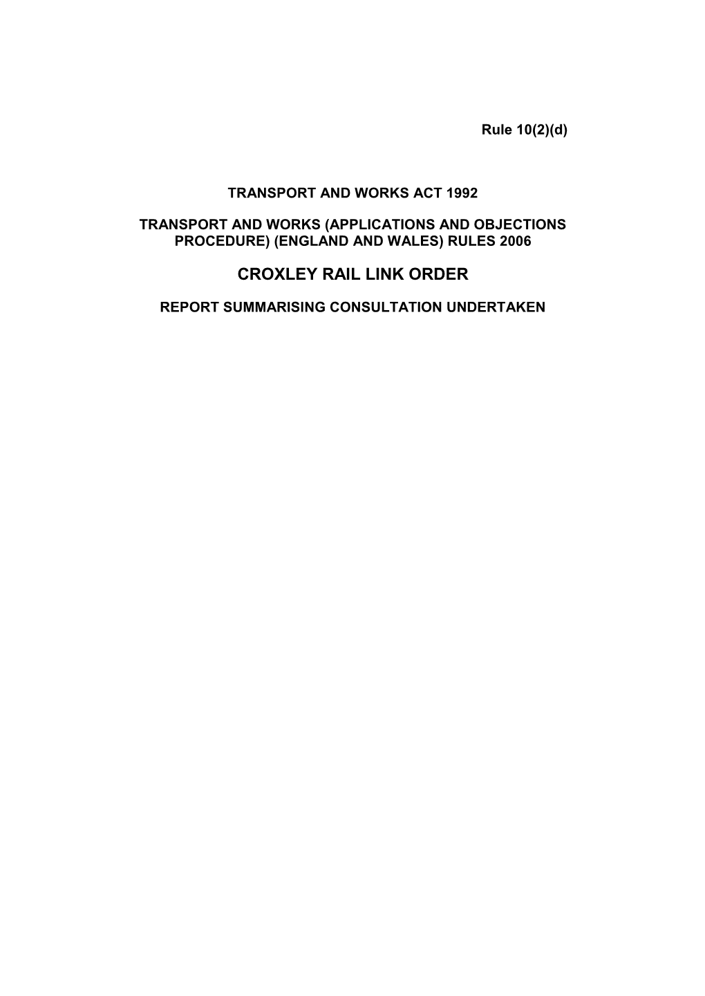 Croxley Rail Link Order