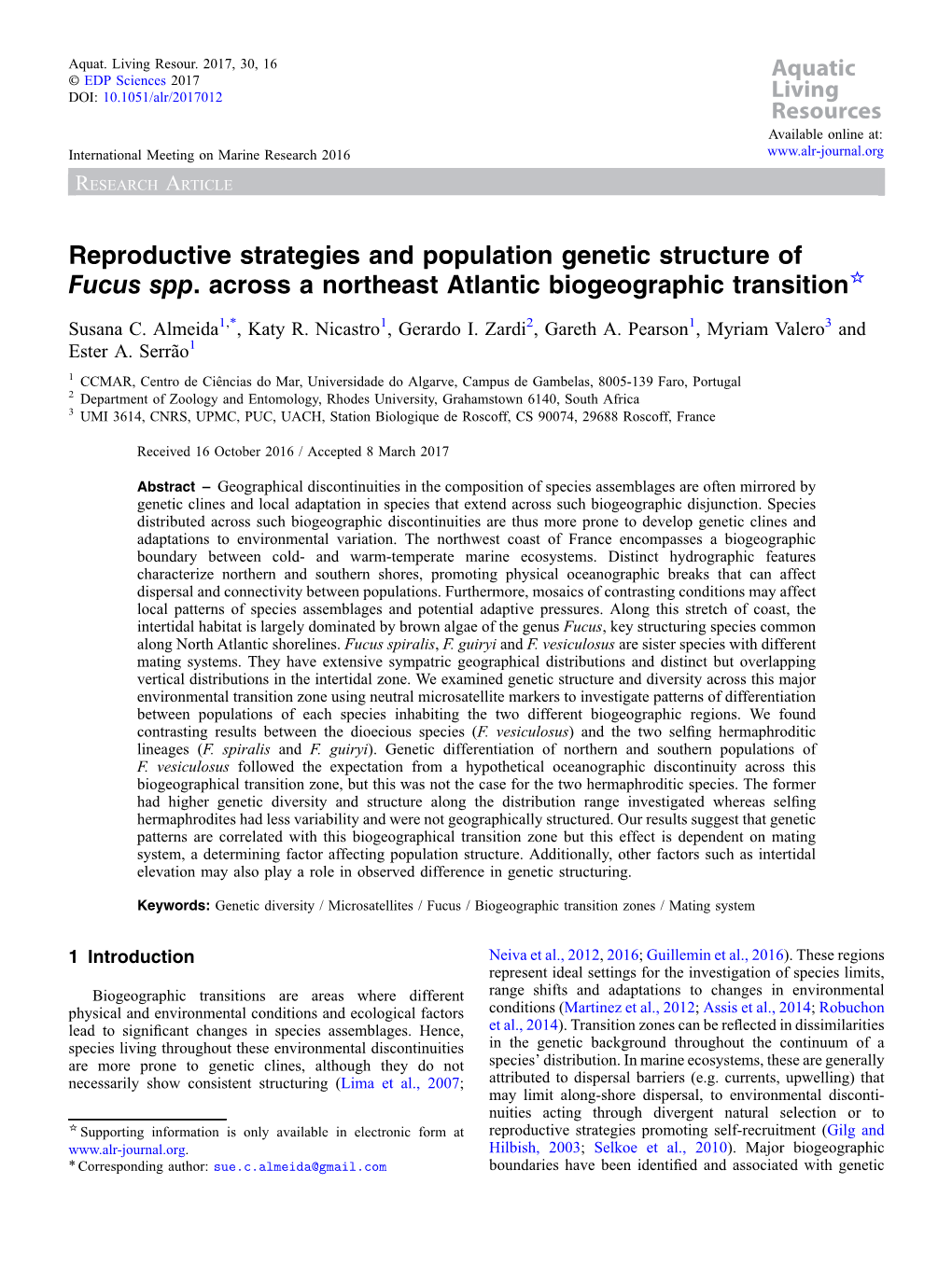 Reproductive Strategies and Population Genetic Structure of Fucus Spp