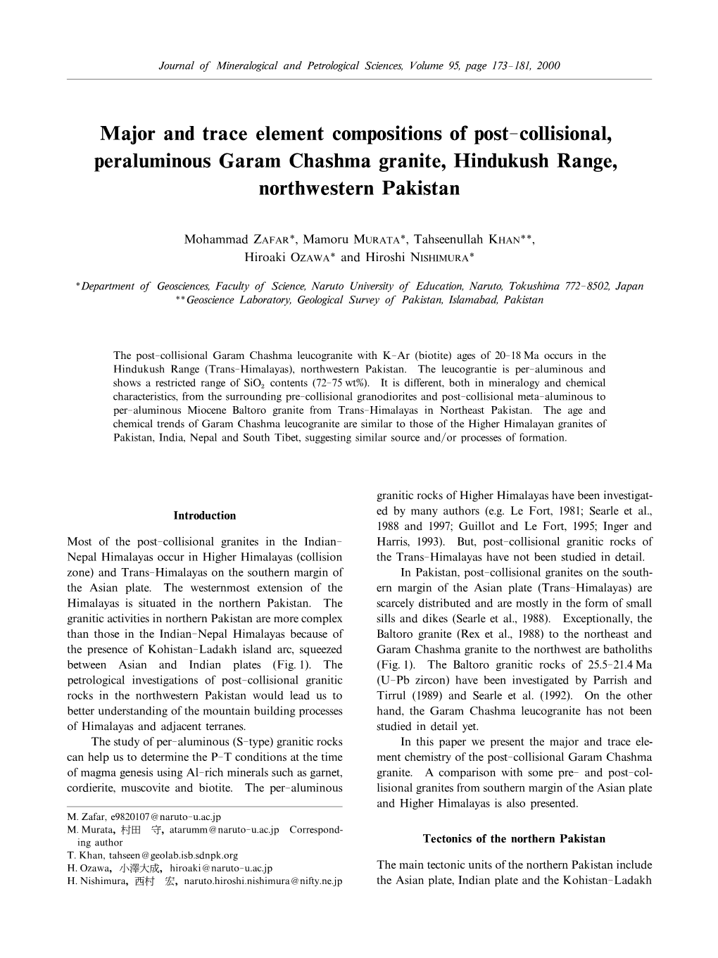 Page 1 Journal of Mineralogical and Petrological Sciences, Volume 95