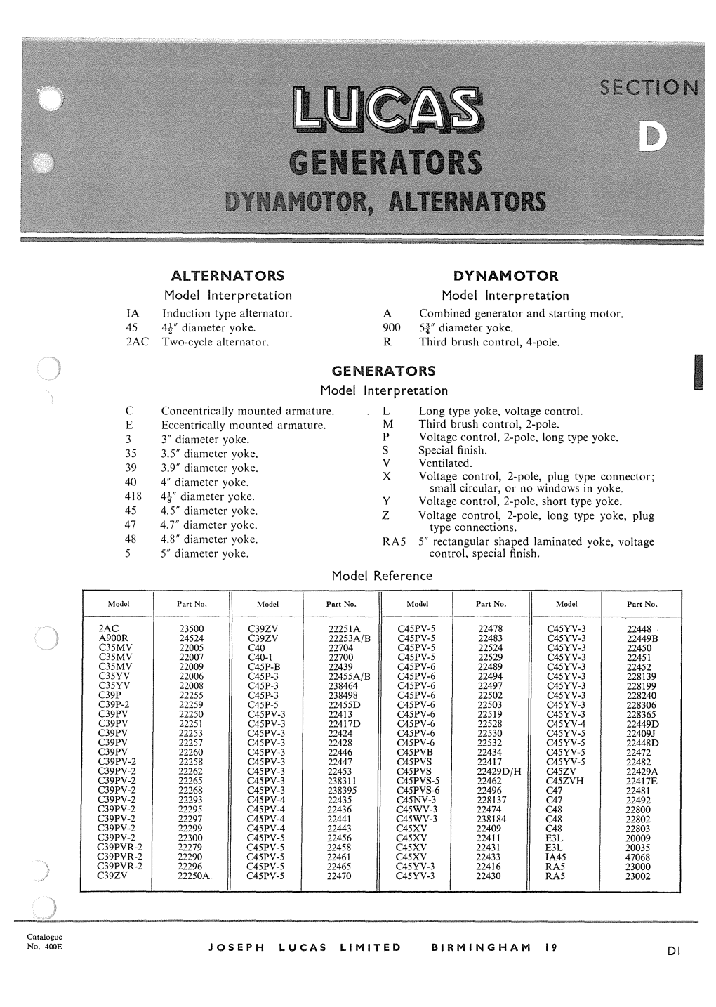 Generators Alternators Dynamotor