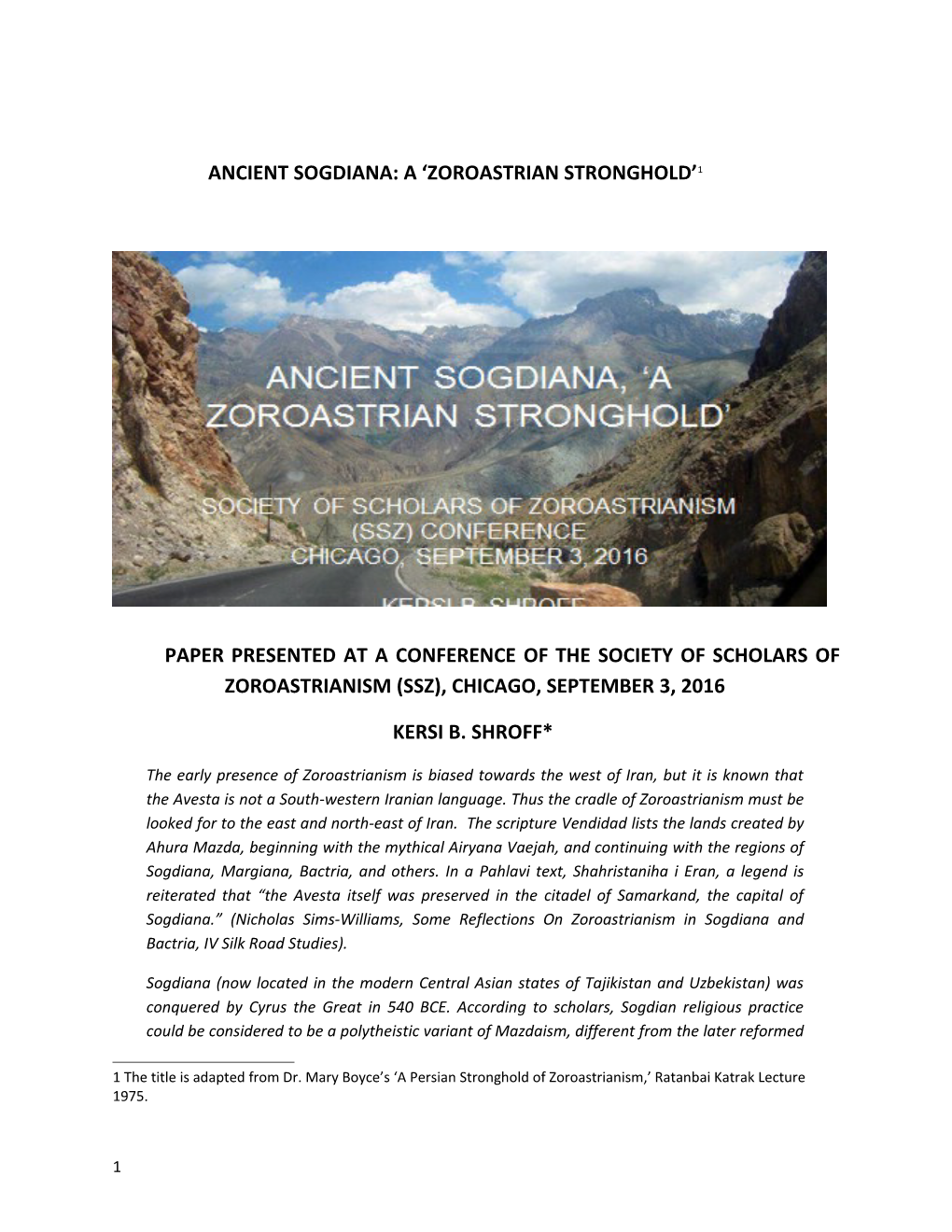 Ancient Sogdiana: a 'Zoroastrian Stronghold'