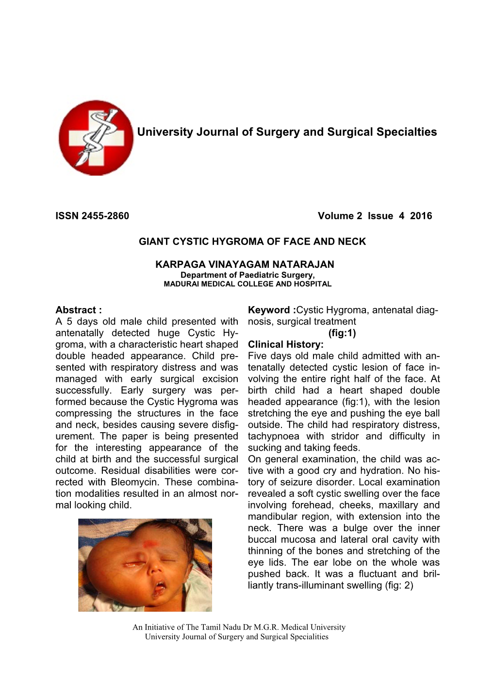 University Journal of Surgery and Surgical Specialties