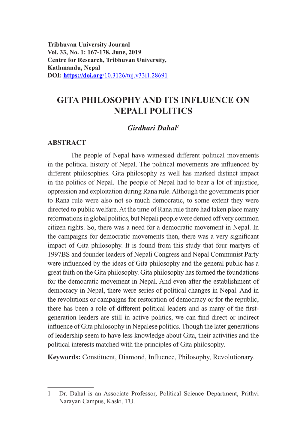 Gita Philosophy and Its Influence on Nepali Politics