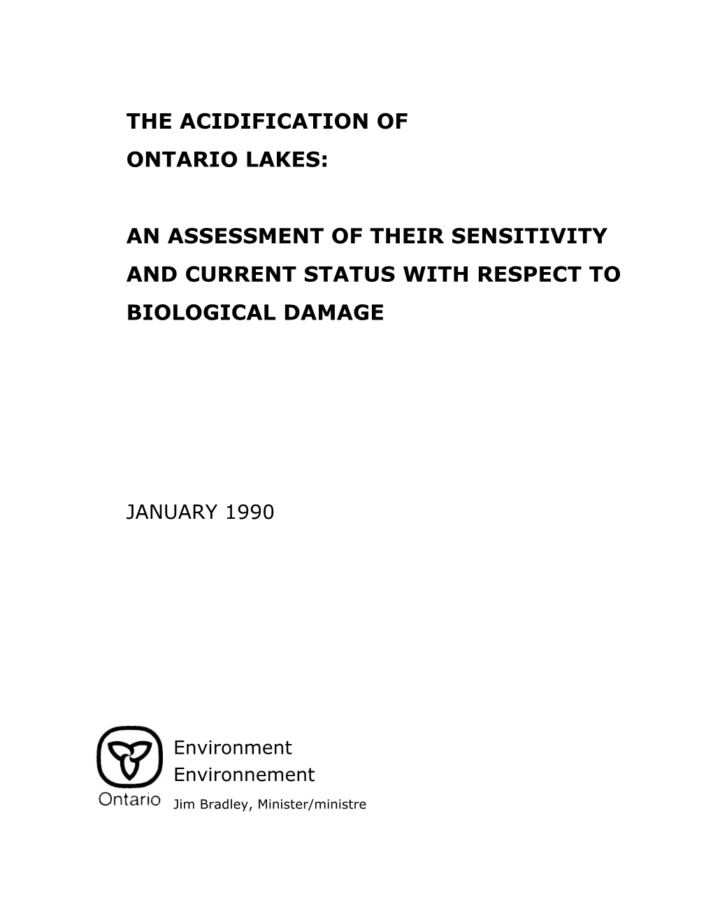 The Acidification of Ontario Lakes