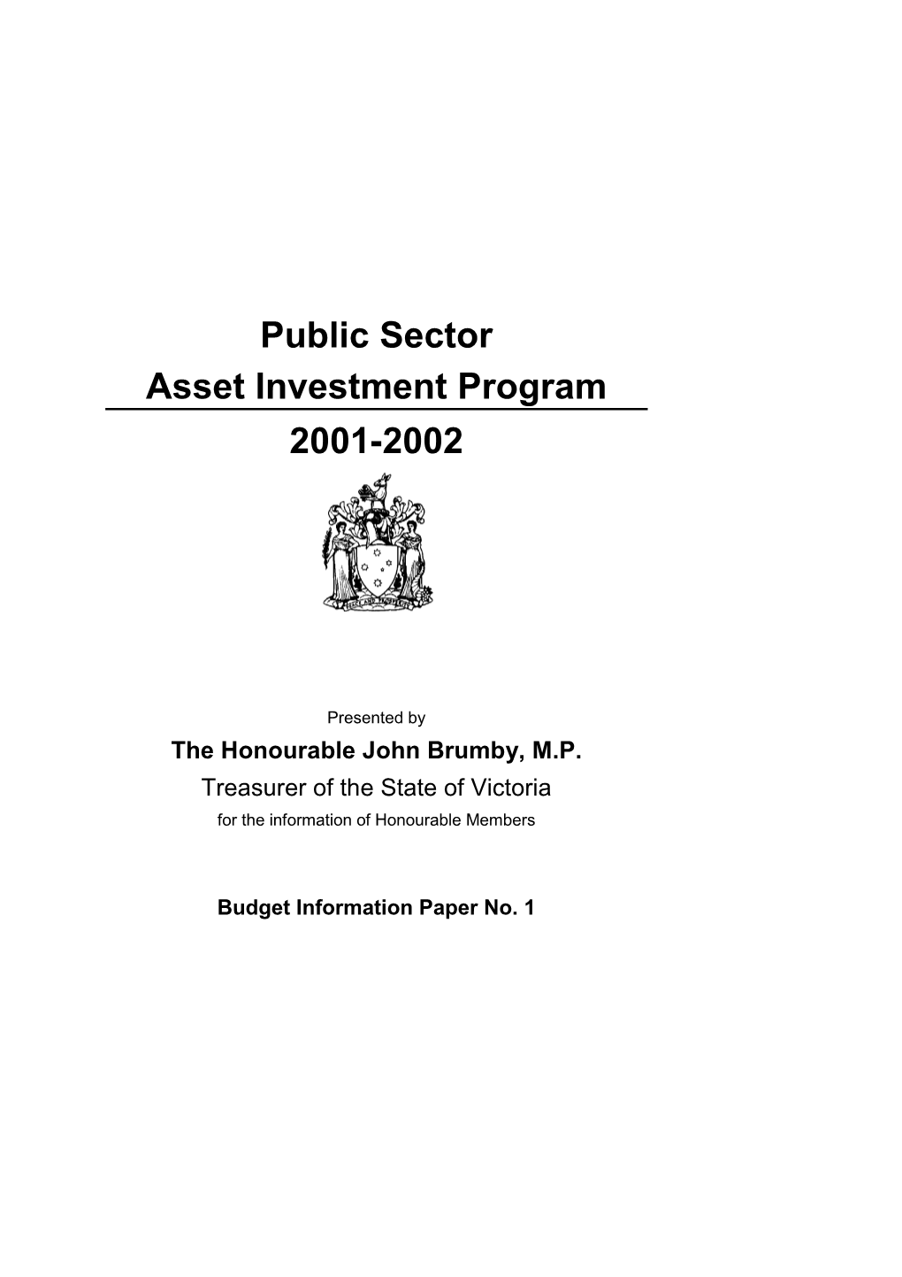 Public Sector Asset Investment Program 2001-2002