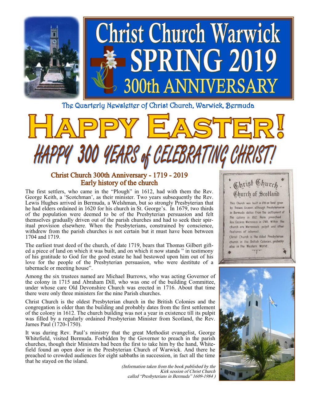 The Quarterly Newsletter of Christ Church, Warwick, Bermuda Christ