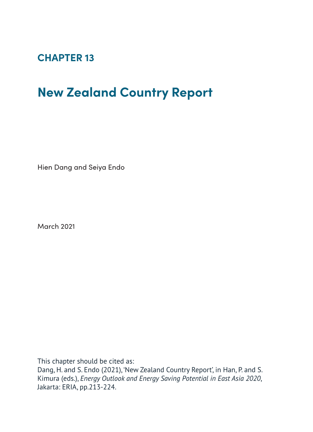 Chapter 13. New Zealand Country Report