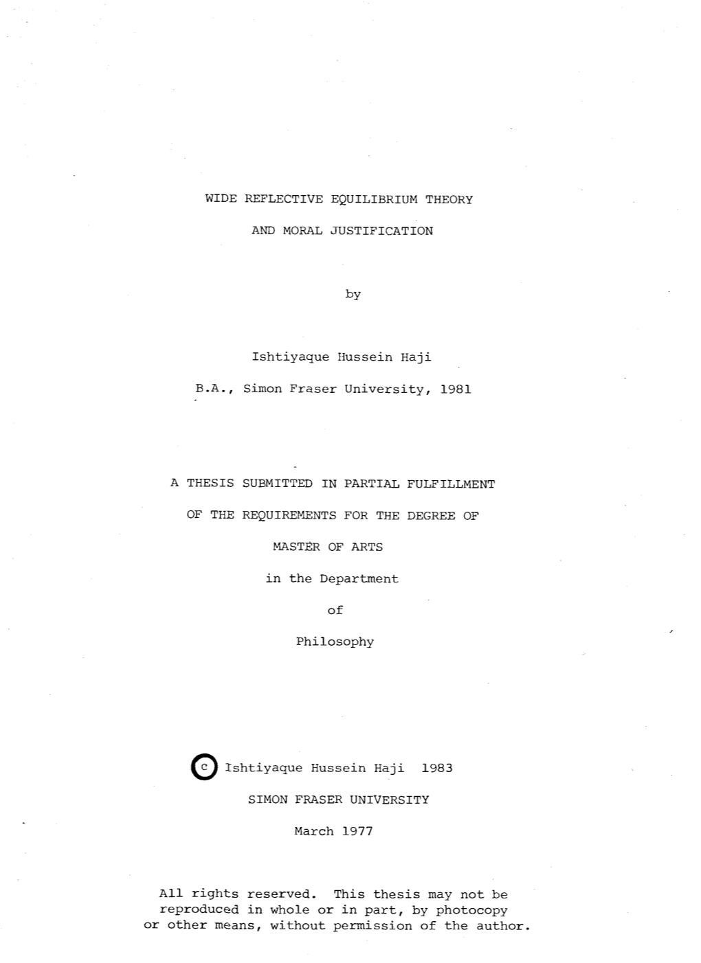 Wide Reflective Equilibrium Theory and Moral Justification / by Ishtiyaque