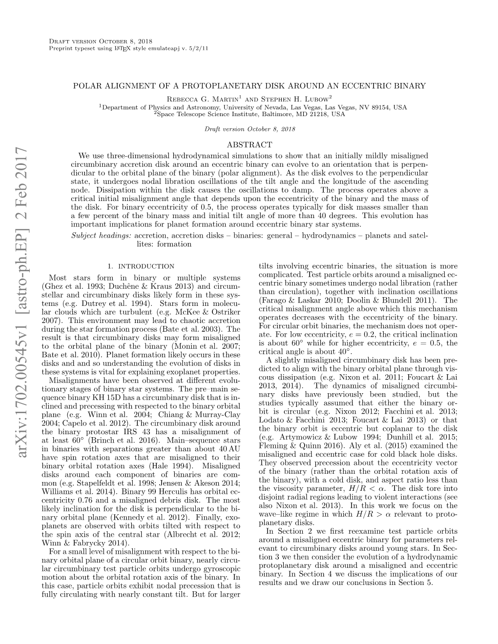 Polar Alignment of a Protoplanetary Disk Around an Eccentric Binary