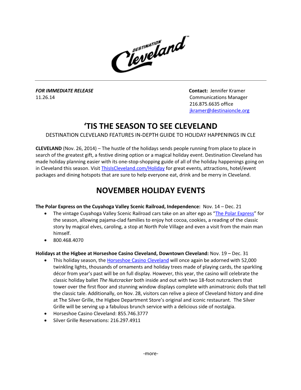 Tis the Season to See Cleveland Destination Cleveland Features In-Depth Guide to Holiday Happenings in Cle