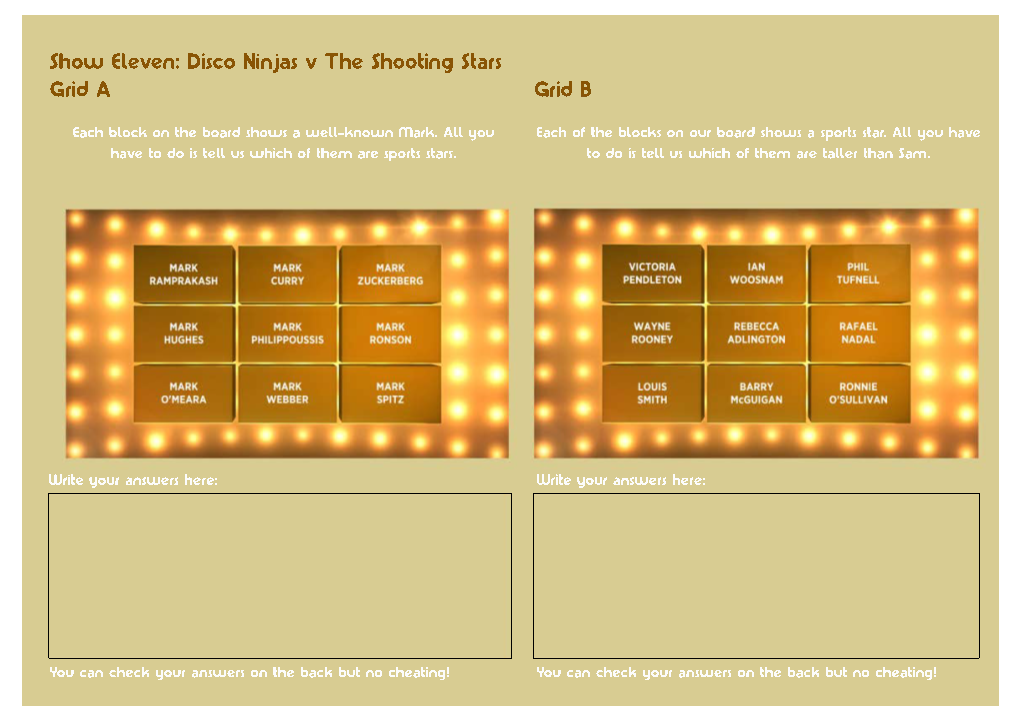 Disco Ninjas V the Shooting Stars Grid a Grid B