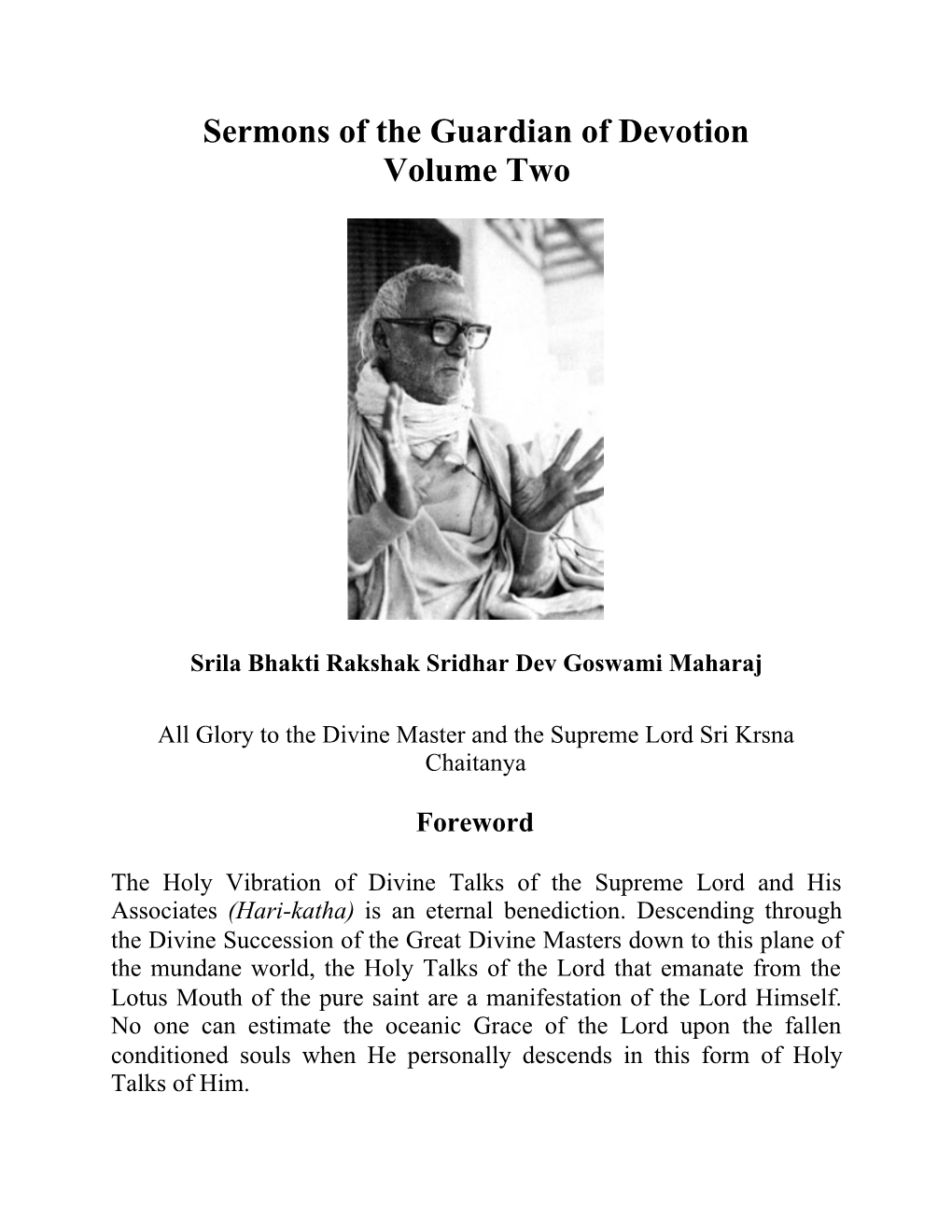 Sermons of the Guardian of Devotion Volume 2
