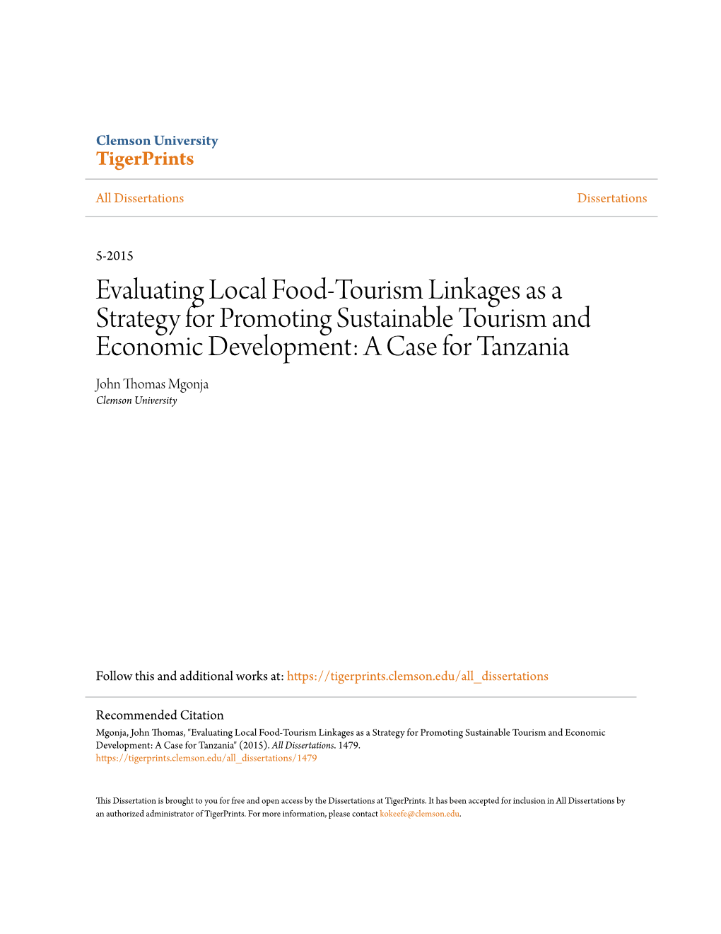 Evaluating Local Food-Tourism Linkages As a Strategy