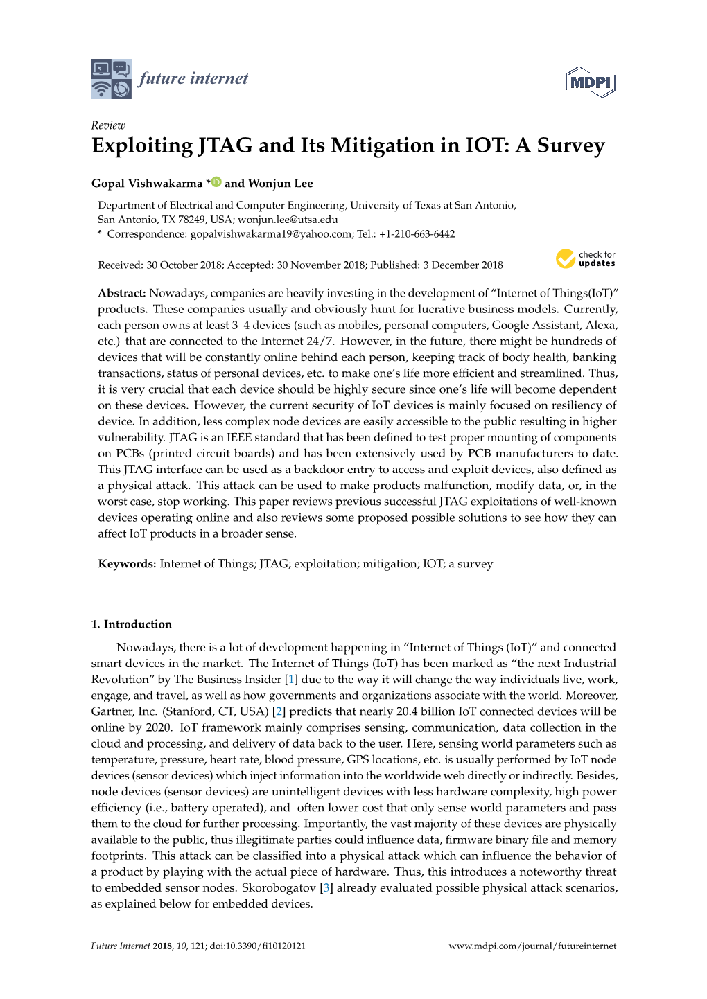 Exploiting JTAG and Its Mitigation in IOT: a Survey