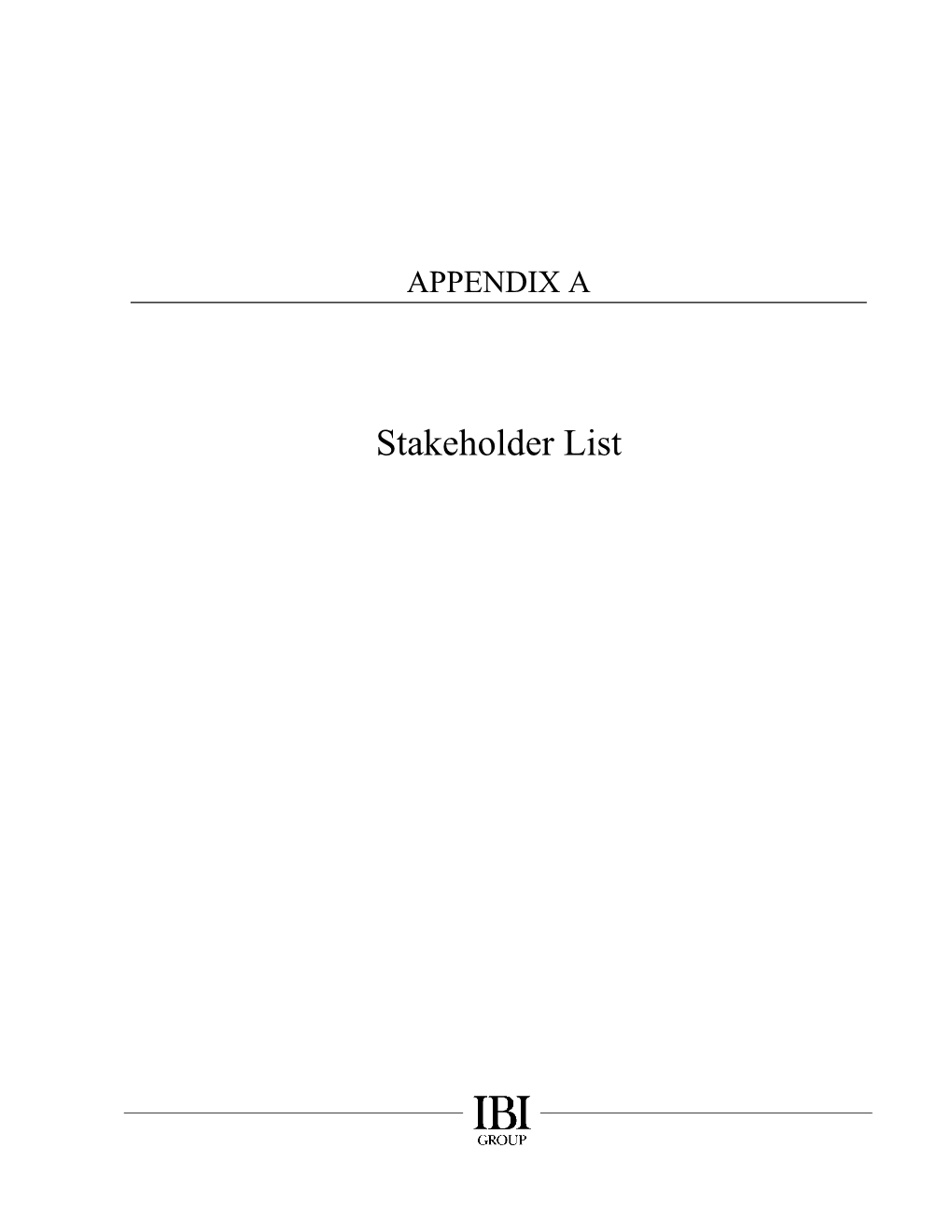 Stakeholder List