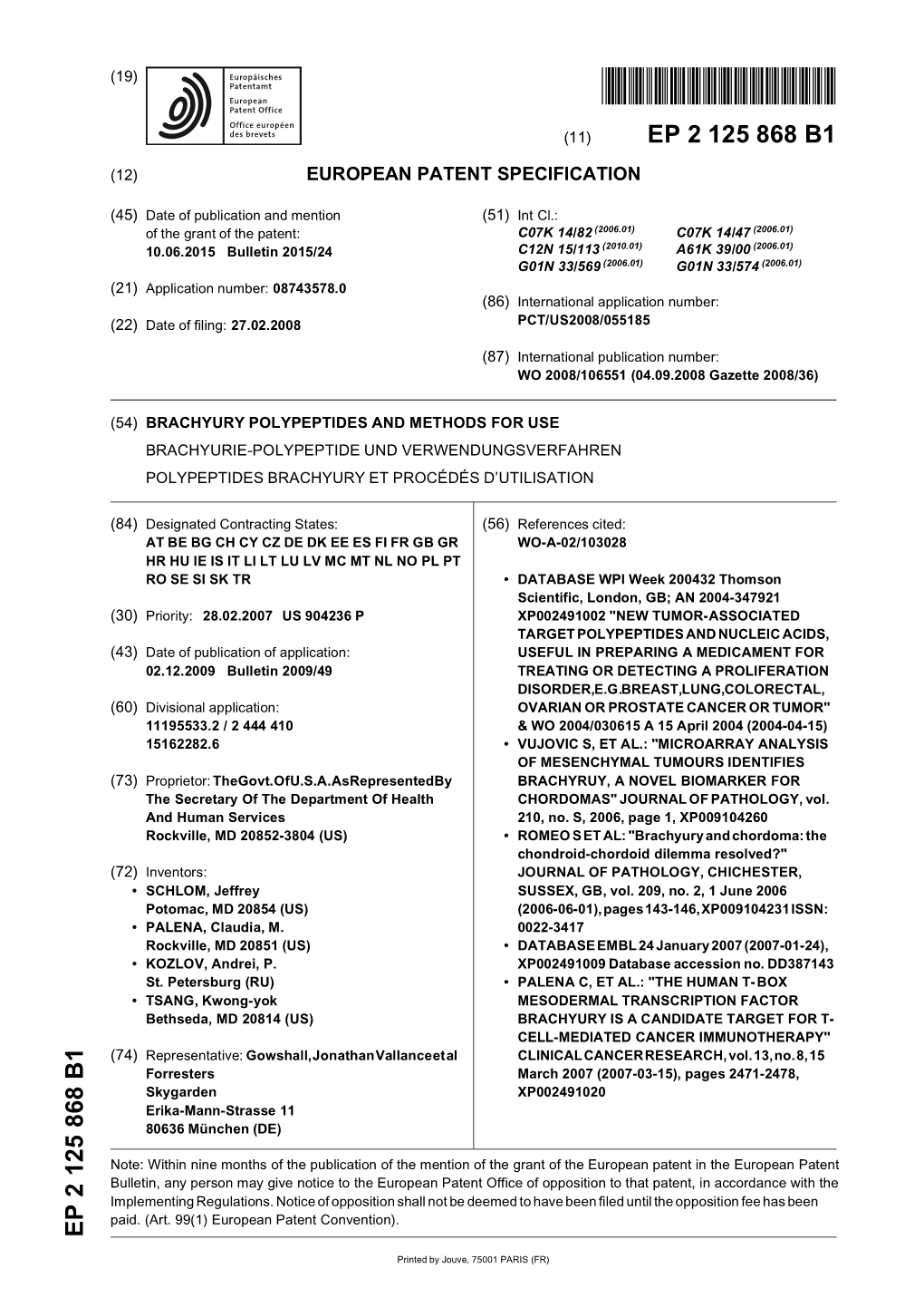 Brachyury Polypeptides and Methods for Use Brachyurie-Polypeptide Und Verwendungsverfahren Polypeptides Brachyury Et Procédés D’Utilisation