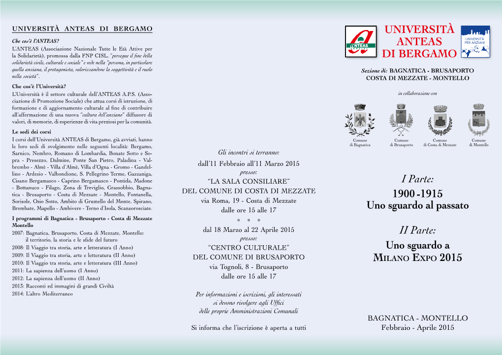 Pieghevole Università Bagnatica/Montello 2015