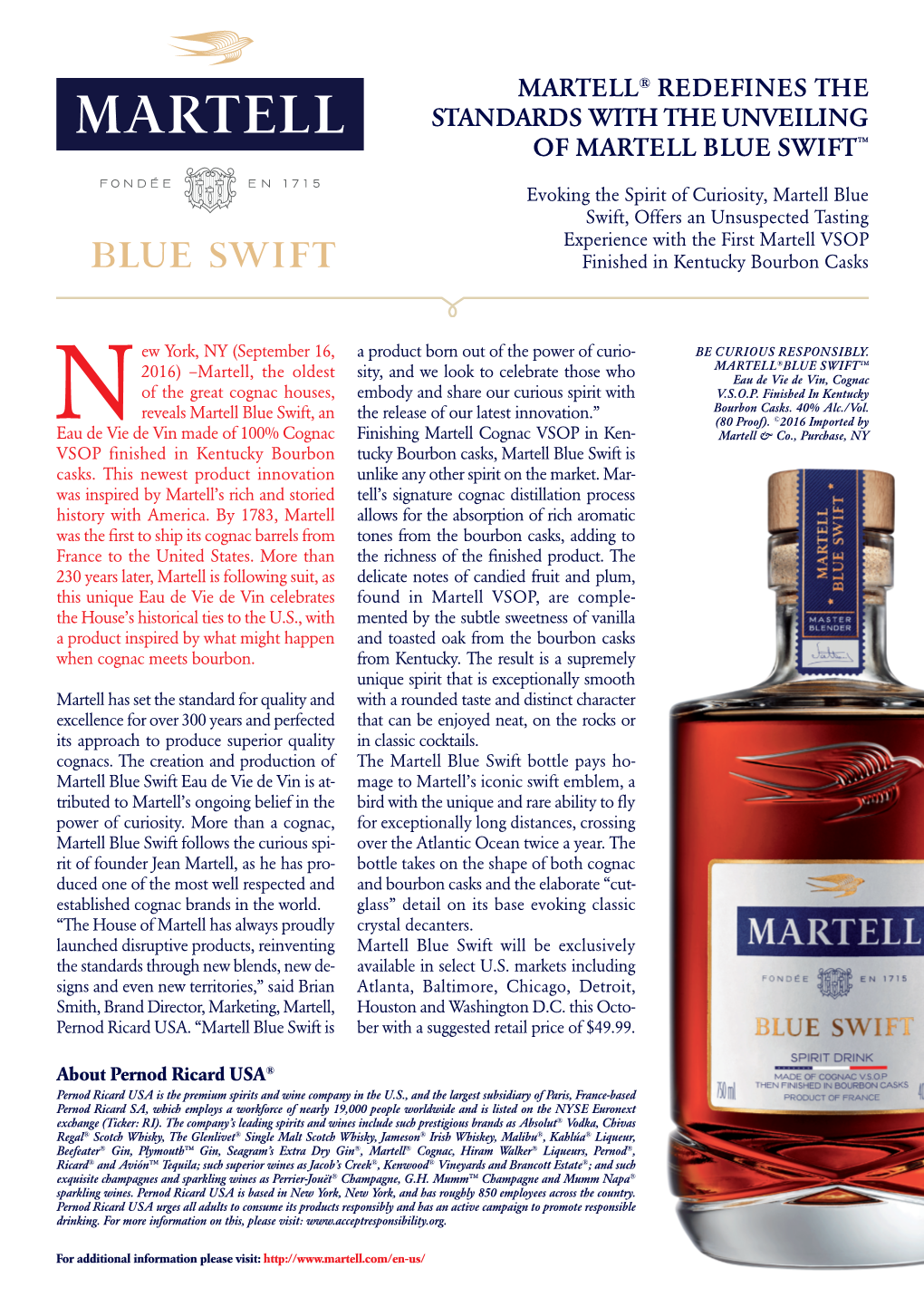 Martell® Redefines the Standards with the Unveiling of Martell Blue Swift™