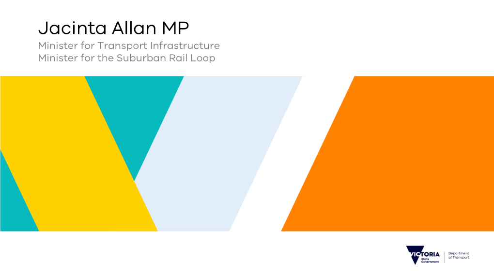 Jacinta Allan MP Minister for Transport Infrastructure Minister for the Suburban Rail Loop the Big Build Key Statistics