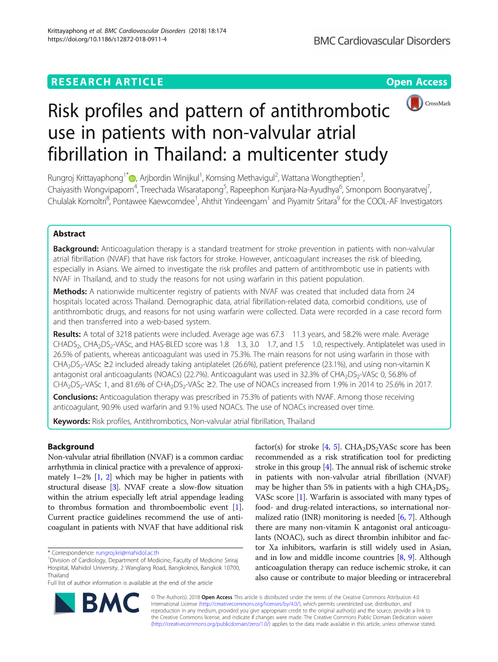 Risk Profiles and Pattern of Antithrombotic Use in Patients With