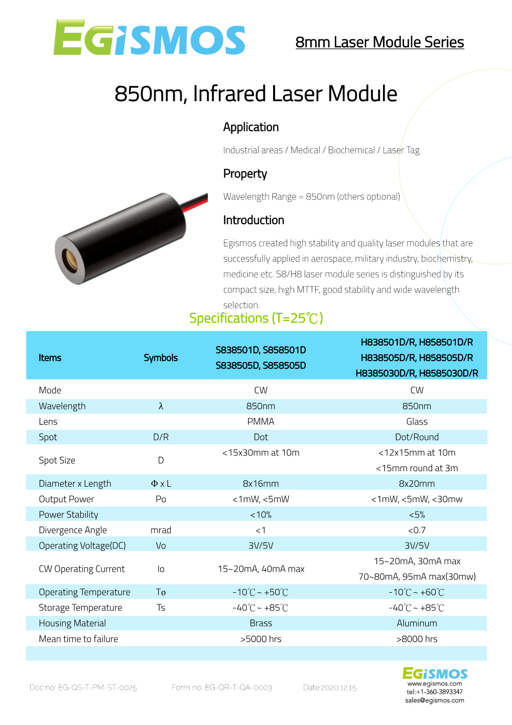 850Nm, Infrared Laser Module