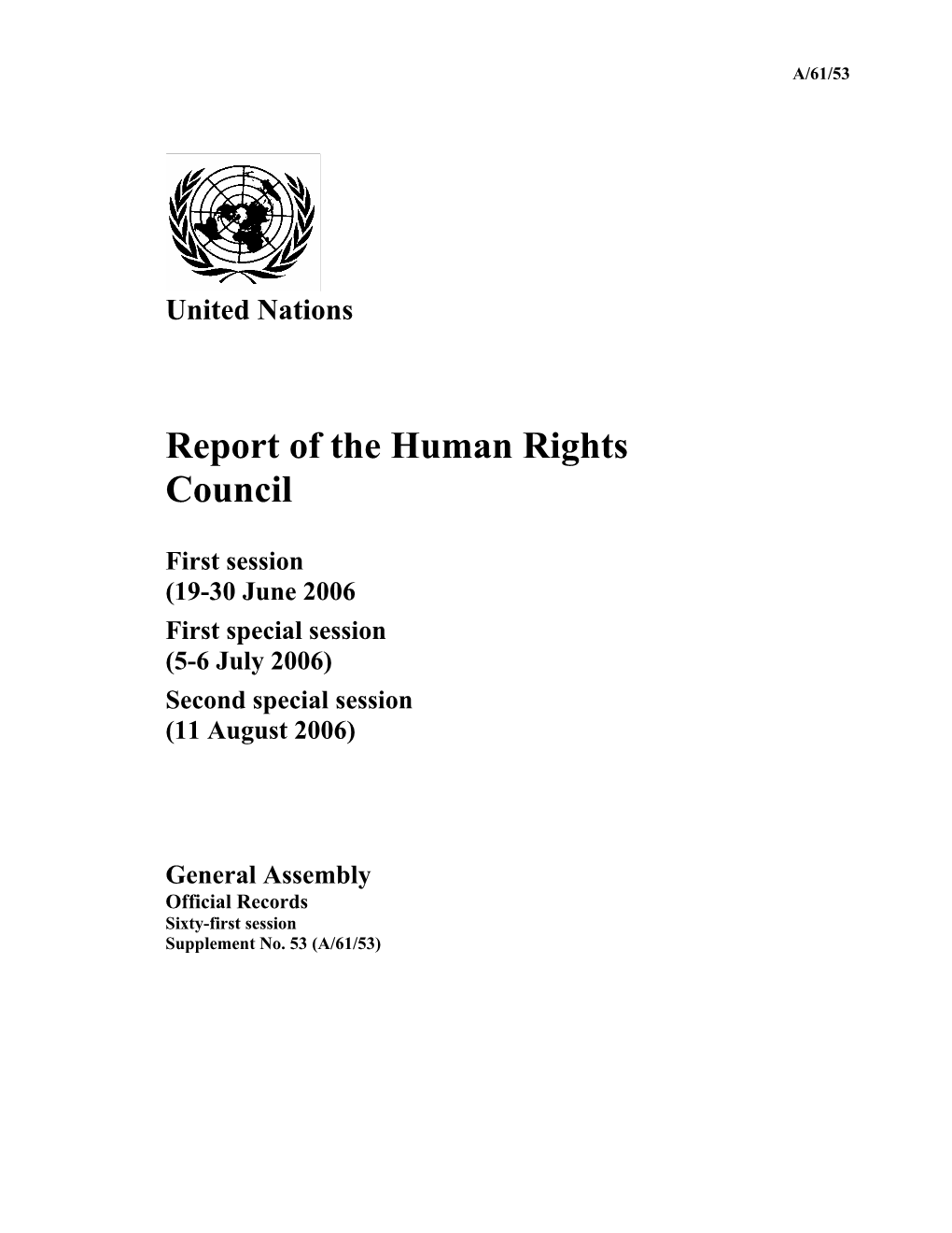 Report of the Human Rights Council