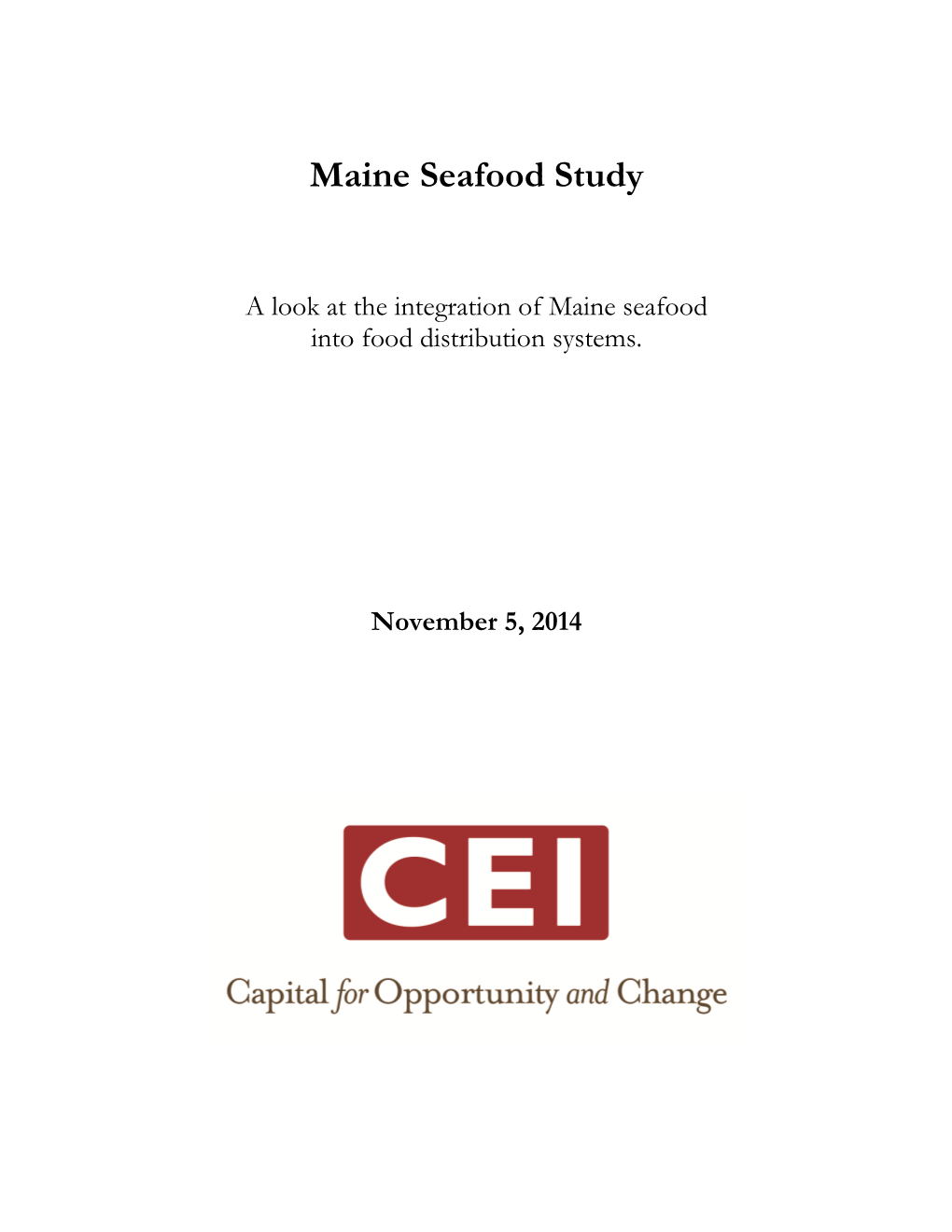Maine Seafood Study